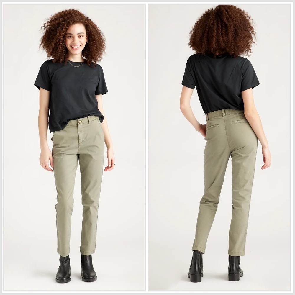 NWT Quince Stretch‎ Cotton Twill Girlfriend Chino Pants Olive Green 26 Cropped